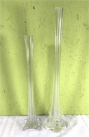 Two tall art deco style glass vases