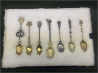 (7) ANTIQUE 800 SILVER COLLECTOR SPOONS 3.45toz