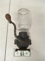 Vintage Arcade Cast Iron Coffee Grinder w/ Glass