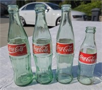 Vintage Green Glass Coca-Cola Bottles
