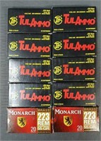 10 Boxes TulAmmo & Monarch .223 Ammunition
