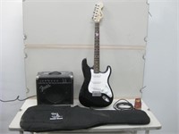 Squire Strat Electric Guitar W/Case & Fender Amp