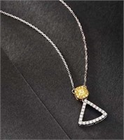 Natural Yellow Diamond Necklace 18K Gold