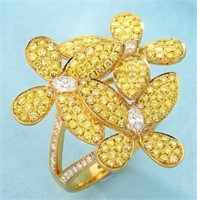 1.46ct Natural Yellow Diamond Ring 18K Gold