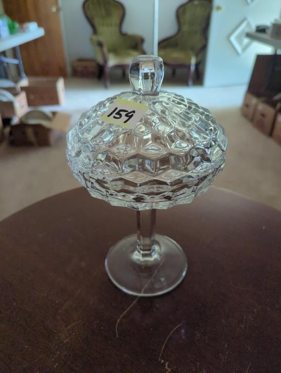 Fenton pedestal clear candy dish