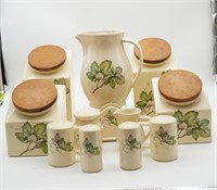 Hyalyn Cannister Set, Pitcher, S&P Shakers, Napkin
