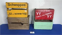 4 VINTAGE TIMBER CRATES INCLUDE