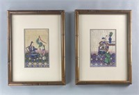 Pair Chinese Pith Paintings Imperial Court Scenes