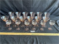 Pink Depression Glass Stemware