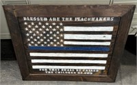 United States Police Flag-wooden very nice
