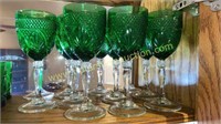Set of 11 forest green to crystal stems