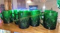 Set of 13 forest green mugs