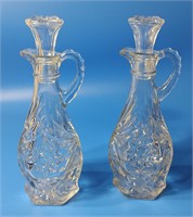 Pair of Vintage Pressed Glass Cruets