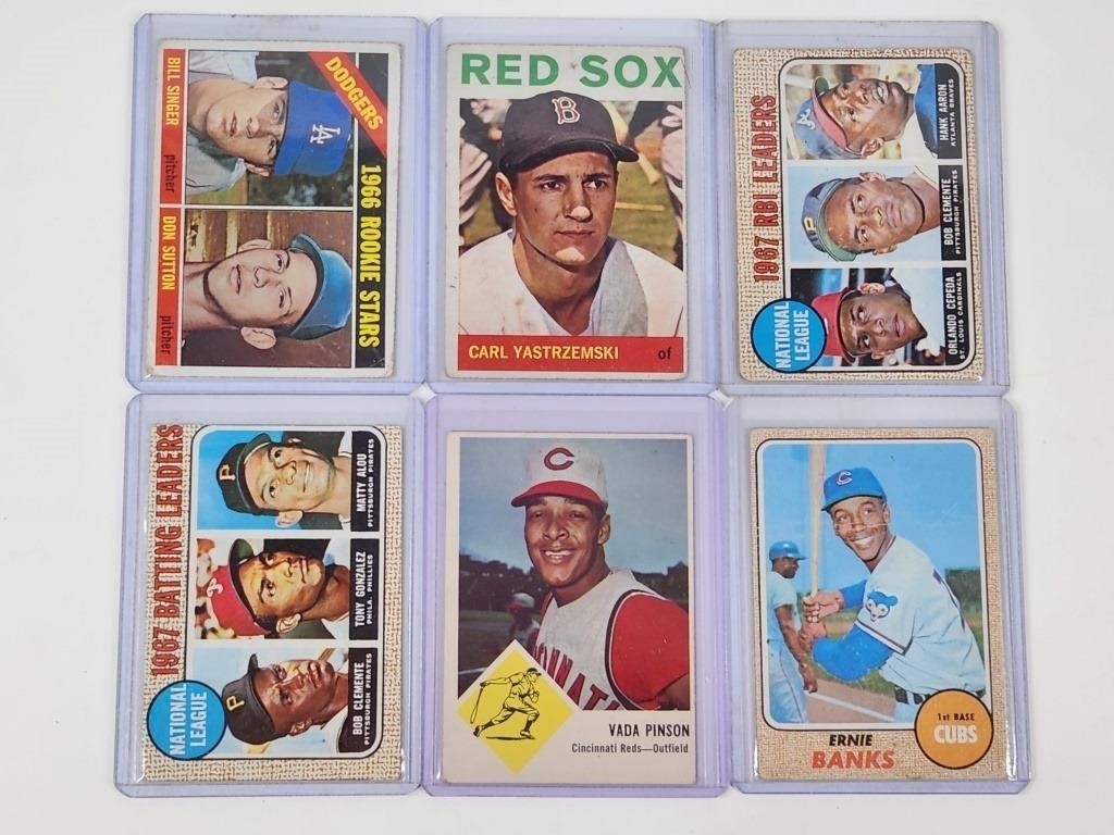 (6) HALL OF FAME, STAR BASEBALL CARDS - ERNIE BANK