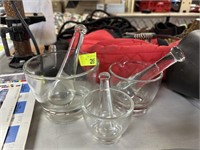 3PC LABORATORY GLASS MORTAR & PESTLES