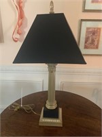 Gold and black lamp with black shade