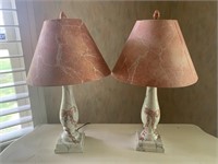 Pair of painted lamps