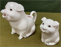 Ceramic Pig Pitcher & Creamer Set