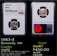 NGC 1983-d Kennedy Half Dollar 50c Graded ms66 By