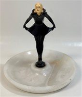 NICE CAST ART NOUVEAU FIGURAL ALABASTER DISH