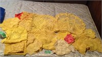 Large lot of hand-crocheted doilies