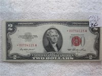 1953 $2 Star USA  Lightly circulated