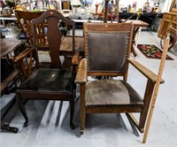 Vintage Queen Ann Style Armchair, damage on seat;