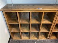 12 HOLE WOODEN CUBBY APPROX 45 IN X 18 IN DEEP X 4