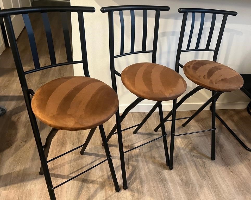 LOT, (3) TAN SUEDE BARSTOOL -28INCHES HEIGHT