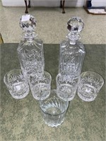 7-PC CRYSTAL DRINKING SET INCLUDES (2) DECANTERS
