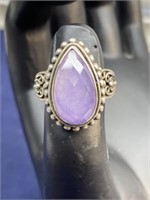 Sterling silver Ring with purple stone