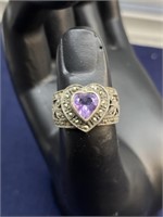 Sterling silver Ring size 6 purple stone