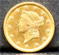 1853O $1 liberty head gold coin