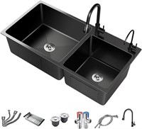 Black Double Bowl Kitchen Sink 27-inch Stainless.S