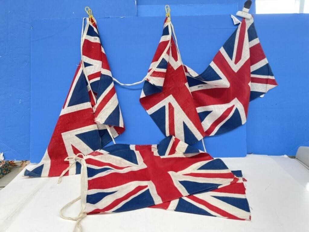 8 British Flags, 12 X 12 , Strung Together, Made