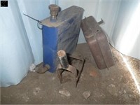 2 small misc fuel or oil tanks, antique gate lock
