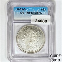 1902-O Morgan Silver Dollar ICG MS63 DMPL