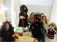 7 Porcelain Dolls with Stands