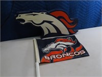 (2) Broncos Collectibles Wood~Car Flag