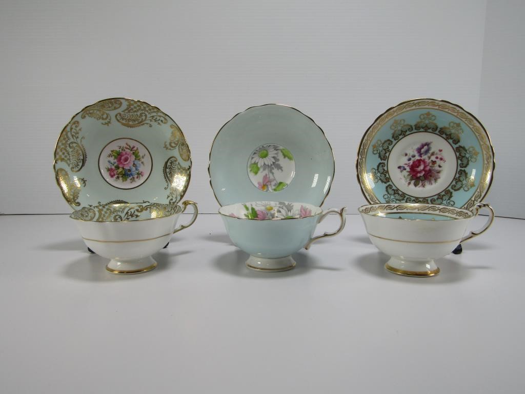 3 PARAGON CUPS & SAUCERS