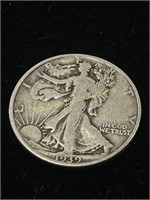 1939 Silver Walking Half Dollar VG