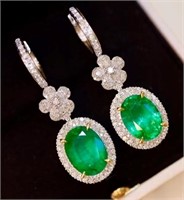 7.9ct Natural Emerald 18Kt Gold Earrings