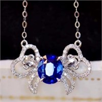 1.5ct Royal Blue Sapphire 18Kt Gold Necklace