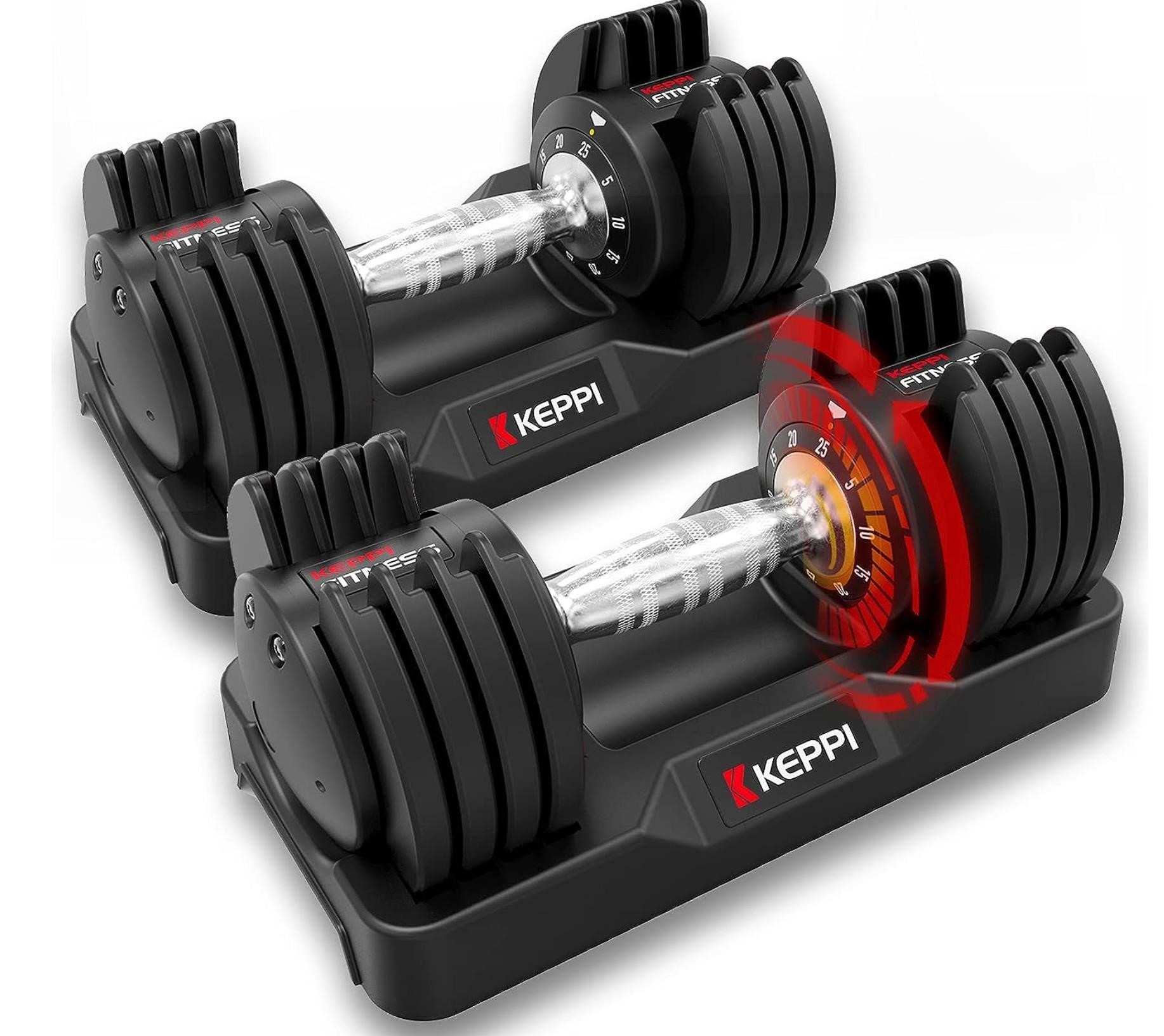 Keppi 25lb Adjustable Dumbbells  Anti-Slip