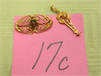 10kt, 2.6 gr. Yellow Gold 1920's Pin and Pendant,