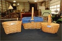 3 Longaberger Baskets - 2002 Spring Basket with