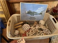Tote of Misc. and Metal Plane Sign