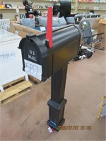 Black mail box w/ post