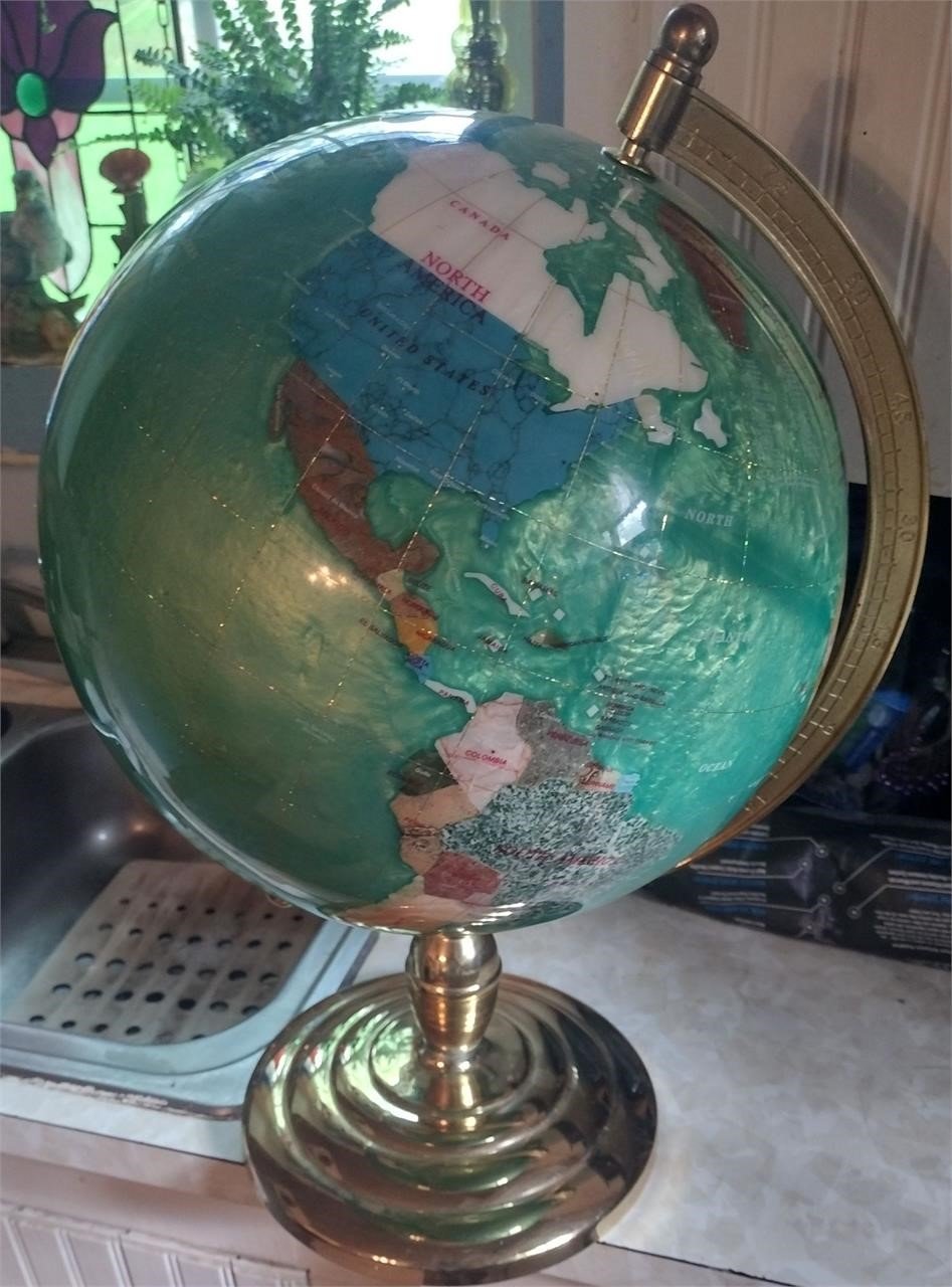 Lime Colored GEM GLOBE! Mother of Pearl + Gems