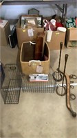 Wire baskets, horse shoe decor, storage bin